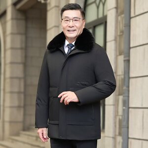 中年男士羽绒棉服中长款爸爸冬装外套棉衣中老年棉袄 MY23-2 P100图片