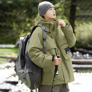 情侣短款90%绒羽绒服户外运动防风登山工装撞色羽绒服YR2328P210图片