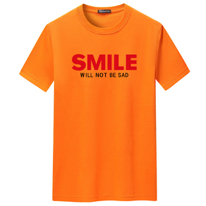 夏季短袖t恤潮流宽松CVC60%棉T恤新款男装DT3759-红SMILE-P15图片