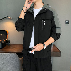 M-8XL潮男士连帽夹克春秋季外套上衣情侣女户外休闲夹克JK2117P68图片