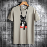 夏季男士短袖t恤潮流潮宽松纯棉衣服2021新款T恤DT4291-黑狗-P15，男装T恤，星座1410（原1902A）