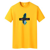 夏季男士短袖t恤潮流潮宽松纯棉T恤2024新款DT4370-一支羽毛-P15，男装T恤，星座1410（原1902A）