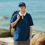 男夏季新款潮宽松服潮牌港风双珠地棉短袖T恤翻领POLO衫PL2369P38，男装T恤，星座1410（原1902A）