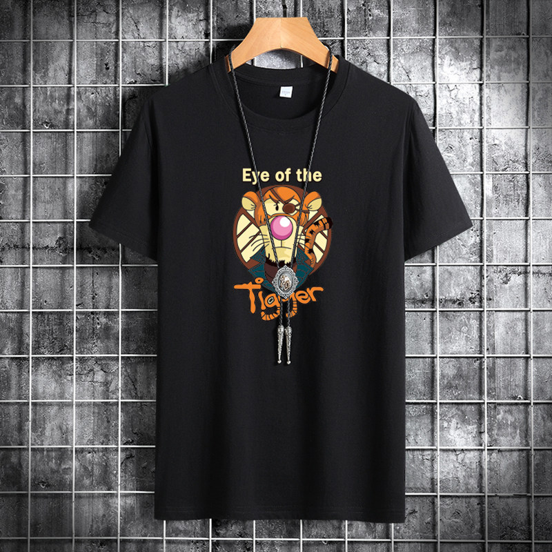 夏季男士短袖t恤潮流潮牌宽松纯棉衣服2021新款DT4017-老虎眼-P15,男装T恤,星座1410（原1902A）