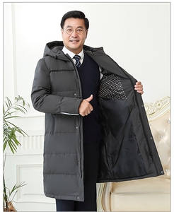 中老年男士羽绒服长版爸爸装冬季防寒保暖连帽外套大衣YR866P110图片