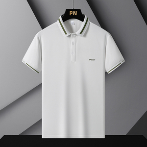 珠地棉男短袖纯色POLO衫时尚款短袖T恤衫中老年爸爸装 PL8055P20,男装Polo衫,星座1410（原1902A）