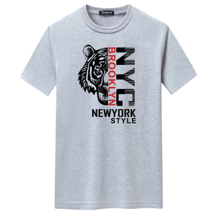夏季男士短袖t恤青春宽松CVC60%棉新款男装DT3568-半面虎NYC-P15图片