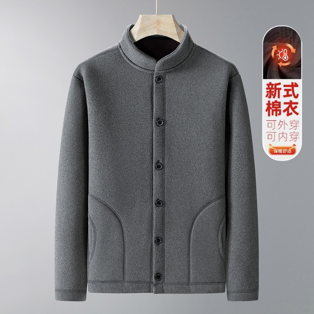 中老年棉衣男冬季棉袄爸爸冬装外套加绒加厚棉衣MY501P47图片