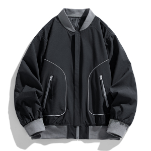 春秋季外套男新款潮流立领条纹夹克休闲百搭春装上衣服JK9588P60
