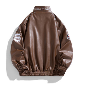 春秋机车服赛车服PU皮外套男美式潮牌机车款皮衣夹克男 PY2389P75图片