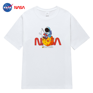 NASA夏季新款男T恤印花百搭港风简约短袖T恤男NS48-背包宇航员P20图片