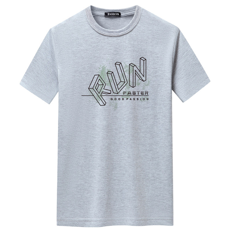 夏季短袖t恤青春宽松CVC60%棉T恤新款男装DT3619-立体RUN-P15,男装T恤,星座1410（原1902A）