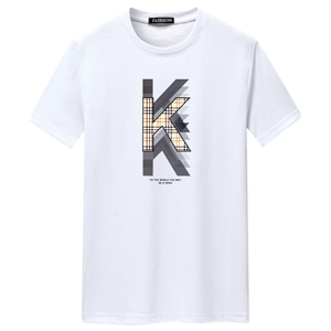 夏季短袖t恤潮流宽松CVC60%棉衣服新款男装DT3454-KKK图片