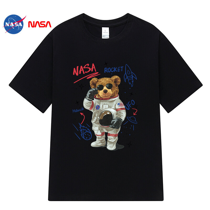 NASA夏季新款航天熊男T恤印花百搭港风简约短袖男潮NS38航天熊P20,男装T恤,星座1410（原1902A）