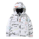 冬印花羽绒服男加厚保暖貉子毛连帽外套情侣涂鸦面包服YR203P60，男装羽绒服，星座1902A（原星座1216）