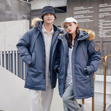 中长款大毛领羽绒服情侣连帽工装羽绒大衣大码保暖外套YR9810P140，男装羽绒服，星座1410（原1902A）