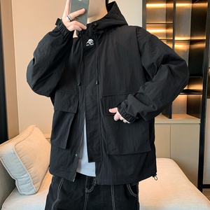 休闲山系户外冲锋衣夹克男防水工装风连帽风衣夹克男女外套J93P50图片
