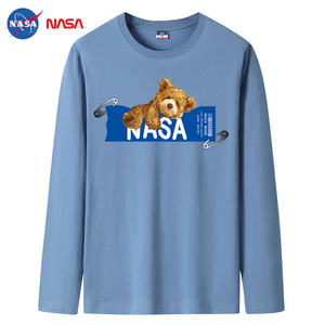 2022NASA新款韩版春秋男士纯棉圆领长袖T恤大码码号标CT6NS09-P18图片