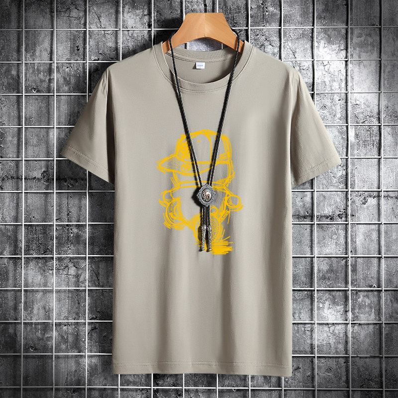 夏季男士短袖t恤潮流潮牌宽松纯棉衣服2021新DT4409-小金人-P15,男装T恤,星座1410（原1902A）