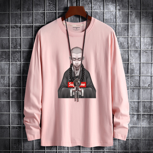2021春新款韩版潮男士纯棉圆领长袖T恤大码T恤CT6112-小和尚-P18图片