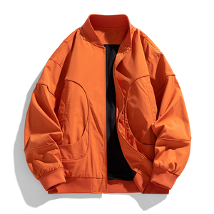 夹克外套男春秋纯色棒球领冲锋上衣痞帅高级感休闲运动服JK218P70图片