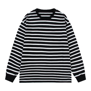 男女春秋户外潮条纹可二开情侣港风长袖圆领T恤纯棉卫衣WY2395P50图片