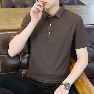 男士棉质POLO衫夏季纯色公版二开上衣商务短袖T恤衫薄款PL3393P38图片