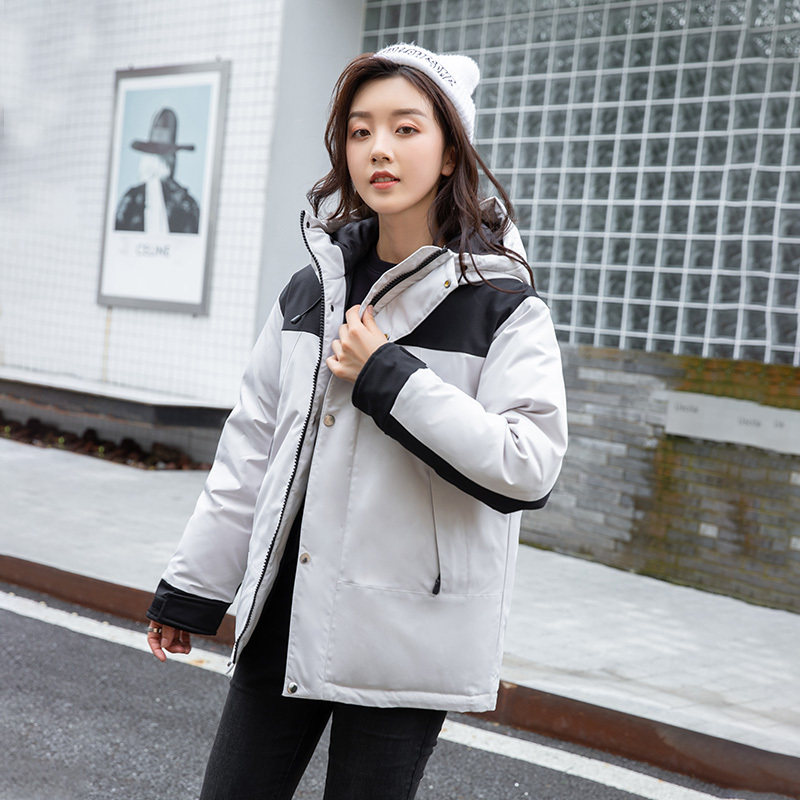 2024年新款情侣装短款羽绒服男女拼色连帽外套潮冬YR9803P140，男装羽绒服，星座1902A（原星座1216）