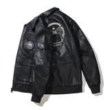 跨境外贸男士外套春秋皮衣飞行夹克男装PU皮机车服皮衣PY616P106，男装夹克，星座1410（原1902A）
