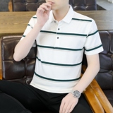 男士POLO衫夏季条纹修身上衣商务短袖T恤衫薄款棉质二开PL3352P36，男装Polo衫，星座1410（原1902A）