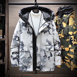 迷彩羽绒服男女外套2021新款短款情侣加厚白鸭绒冬装 YR8211-P200图片