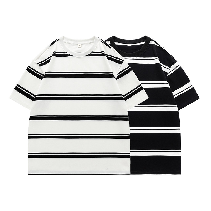 短袖T恤男夏季薄款圆领宽松日系条纹上衣情侣装男女短袖PL3311P50,男装T恤,星座1410（原1902A）
