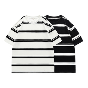 短袖T恤男夏季薄款圆领宽松日系条纹上衣情侣装男女短袖PL3311P50图片