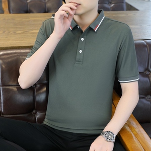 男士POLO衫春夏纯色简约公版上衣商务短袖T恤衫薄款二开PL3385P25图片