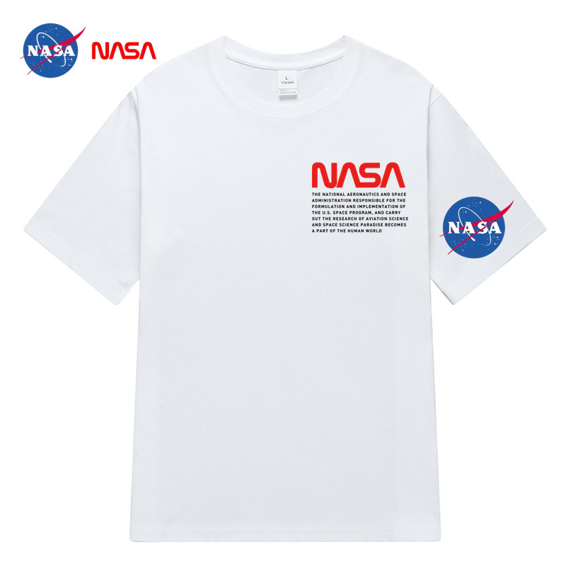 NASA夏季新款英文字母男T恤印花百搭港风简约短袖男潮NS37P20图片