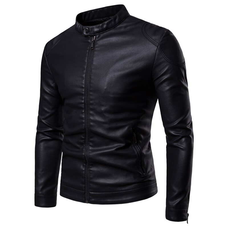 跨境外贸男士外套春秋皮衣飞行夹克男装PU皮机车服皮衣PY908-1P75图片