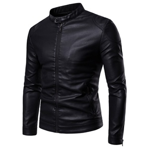 跨境外贸男士外套春秋皮衣飞行夹克男装PU皮机车服皮衣PY908-1P75图片