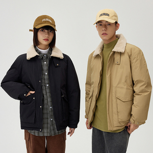 冬季羽绒服男短款羊羔绒翻领外套男士运动保暖防寒上衣YR1308P110图片