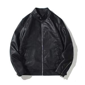 跨境外贸男士外套春秋款皮衣夹克男装PU皮机车服立领皮衣PY603P65图片