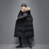 冬新羽绒服男中长款过膝连帽大毛领韩版加厚情侣上衣YR901-1P350，男装羽绒服，星座1410（原1902A）