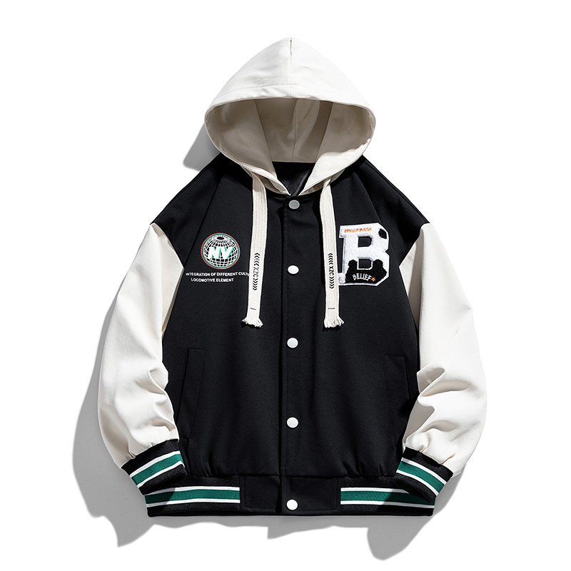 夹克男女同款宽松潮牌棉服外套带B字潮牌连帽棒球服棉衣JK2266P68图片