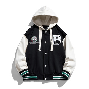 夹克男女同款宽松潮牌棉服外套带B字潮牌连帽棒球服棉衣JK2266P68图片