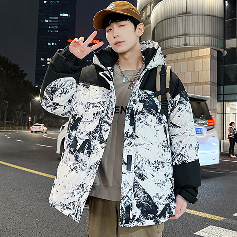 2024冬潮牌迷彩短款羽绒服情侣新标90白鸭绒大衣YR021P175，男装羽绒服，星座1902A（原星座1216）