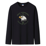 新款韩潮流男士纯棉圆领长袖T恤男大码码号标CT6880-GRE鹰头-P18，男装T恤，星座1410（原1902A）