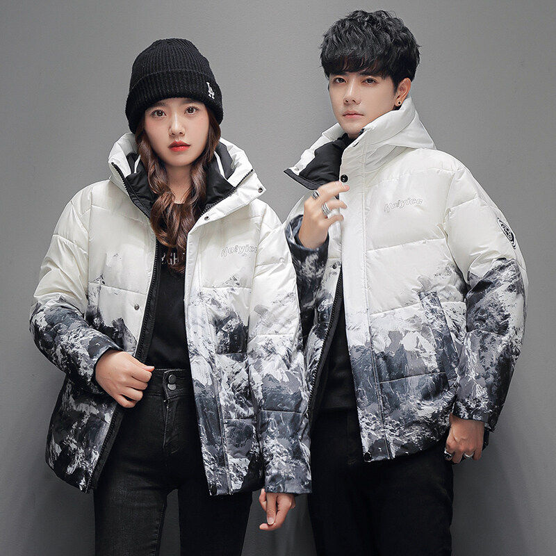 2024新羽绒服男女短款雪山印花冬季加厚白鸭绒情侣外套YR1641P95,男装羽绒服,星座1410（原1902A）