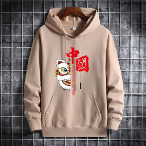 厂家直销秋季卫衣男连帽韩版嘻哈ins港风休闲卫衣中国醒狮卫衣P40图片
