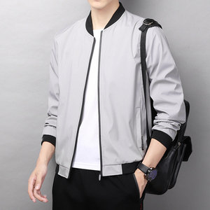 男士休闲夹克春秋季纯色立领外套潮夹克秋装棒球服男装 JK8742P35图片