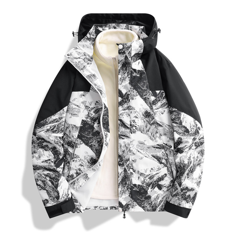 秋冬男女款夹克户外三合一冲锋衣可拆卸两件套登山服CF2608P100,男装夹克,星座1410（原1902A）