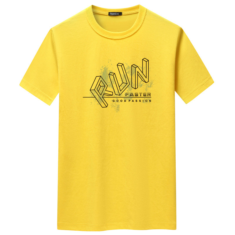 夏季短袖t恤青春宽松CVC60%棉T恤新款男装DT3619-立体RUN-P15,男装T恤,星座1410（原1902A）