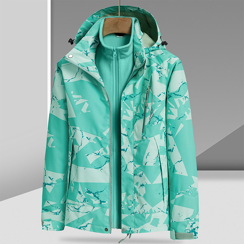冲锋衣男冬季三合一防水防风外套珊瑚绒加绒女滑雪服CF1818F P105图片
